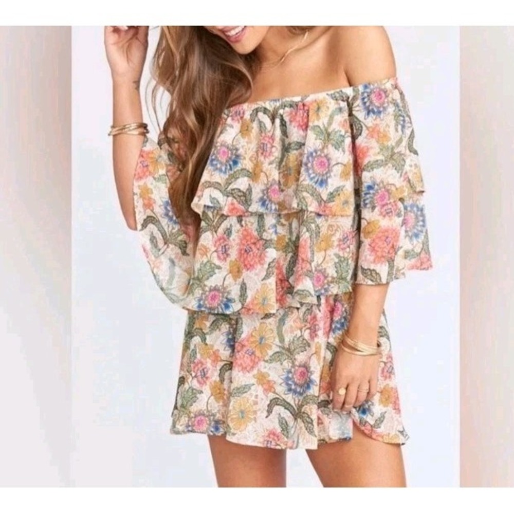 Show Me Your Mumu Bloom Triple Decker Romper Womens XS Tiered Ruffles Floral